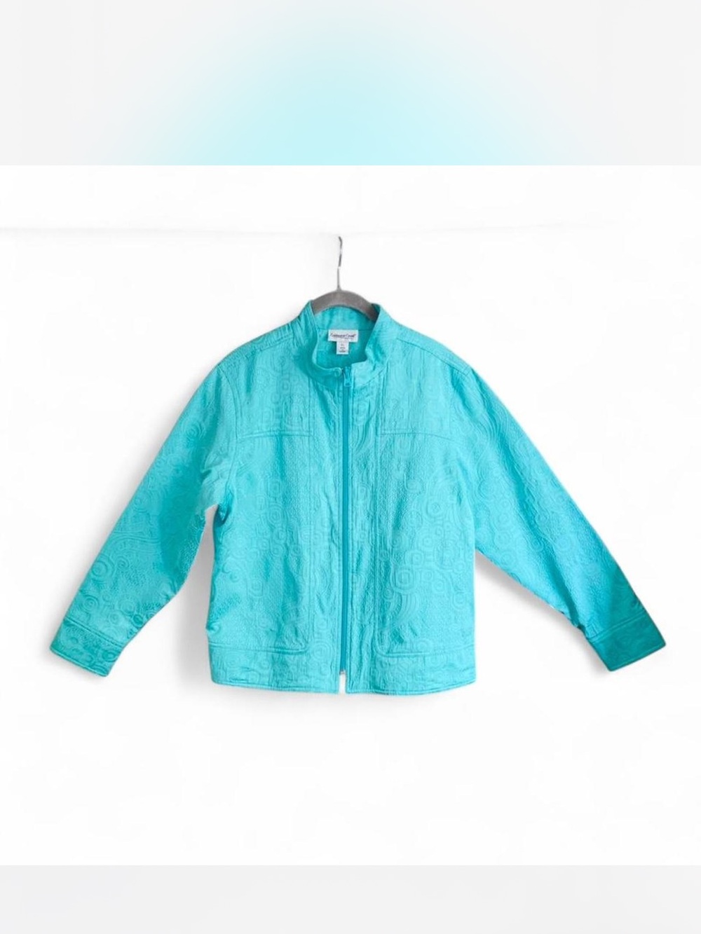 Cottagecore Workwear Coldwater Creek Women’s Turquoise Quilted Jean Jacket L